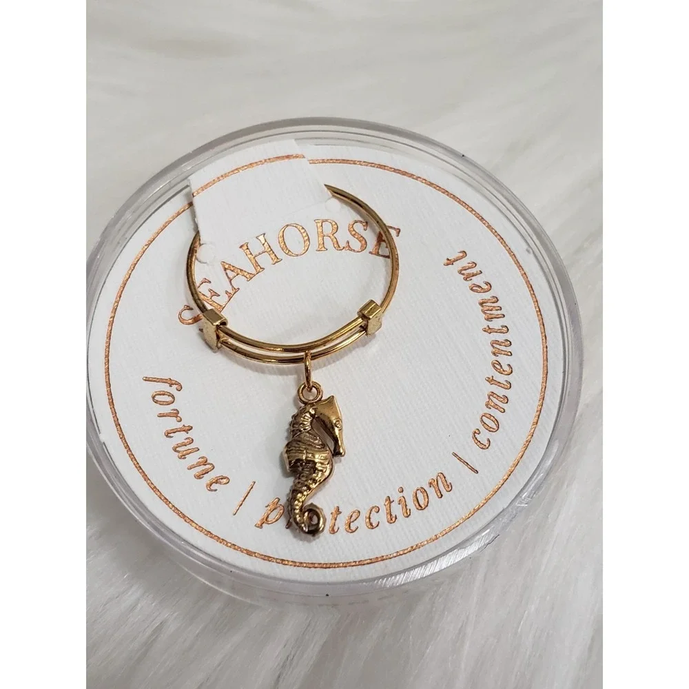 NEW Alex and Ani Seahorse Adjustable‎ Ring WIRE .925 STERLING SILVER GOLD PLATED
